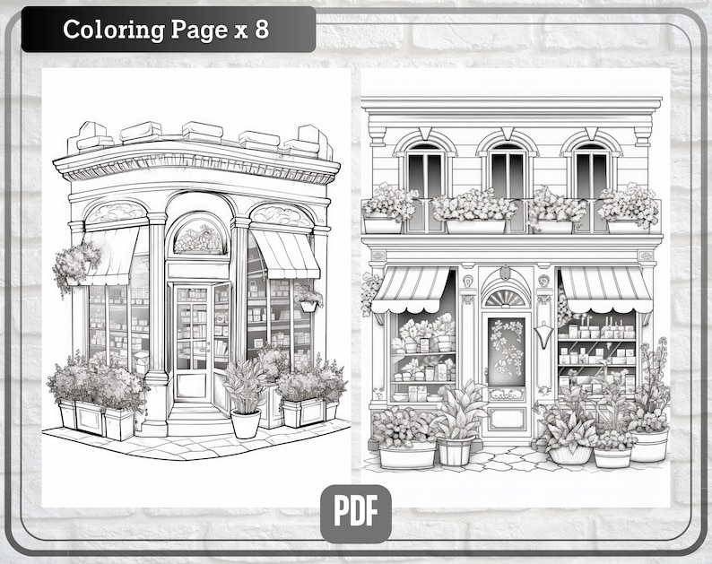 Printable Storefronts Coloring Page Parisian Store front - Etsy España