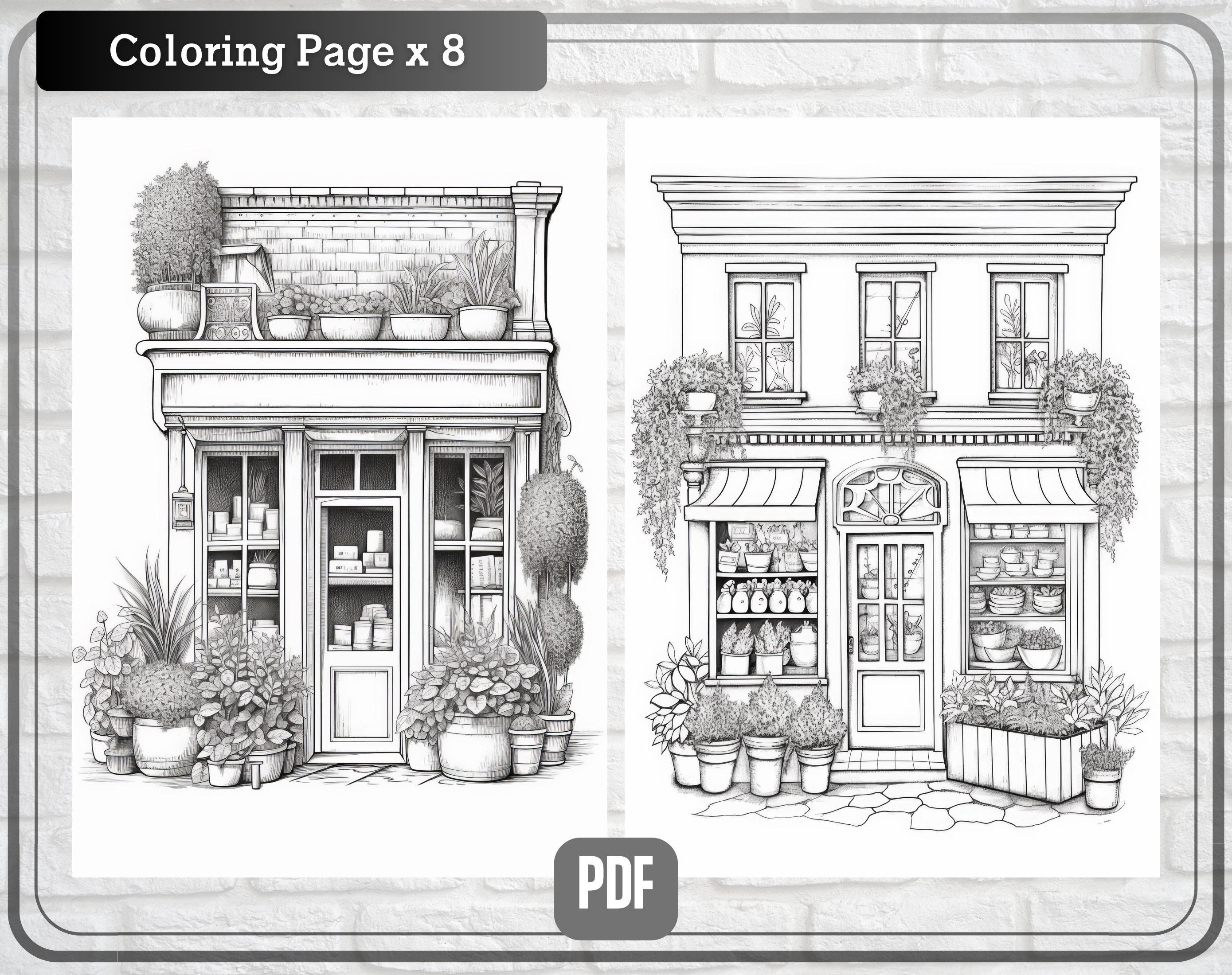 Printable Storefronts Coloring Page Parisian Store Front - Etsy Australia