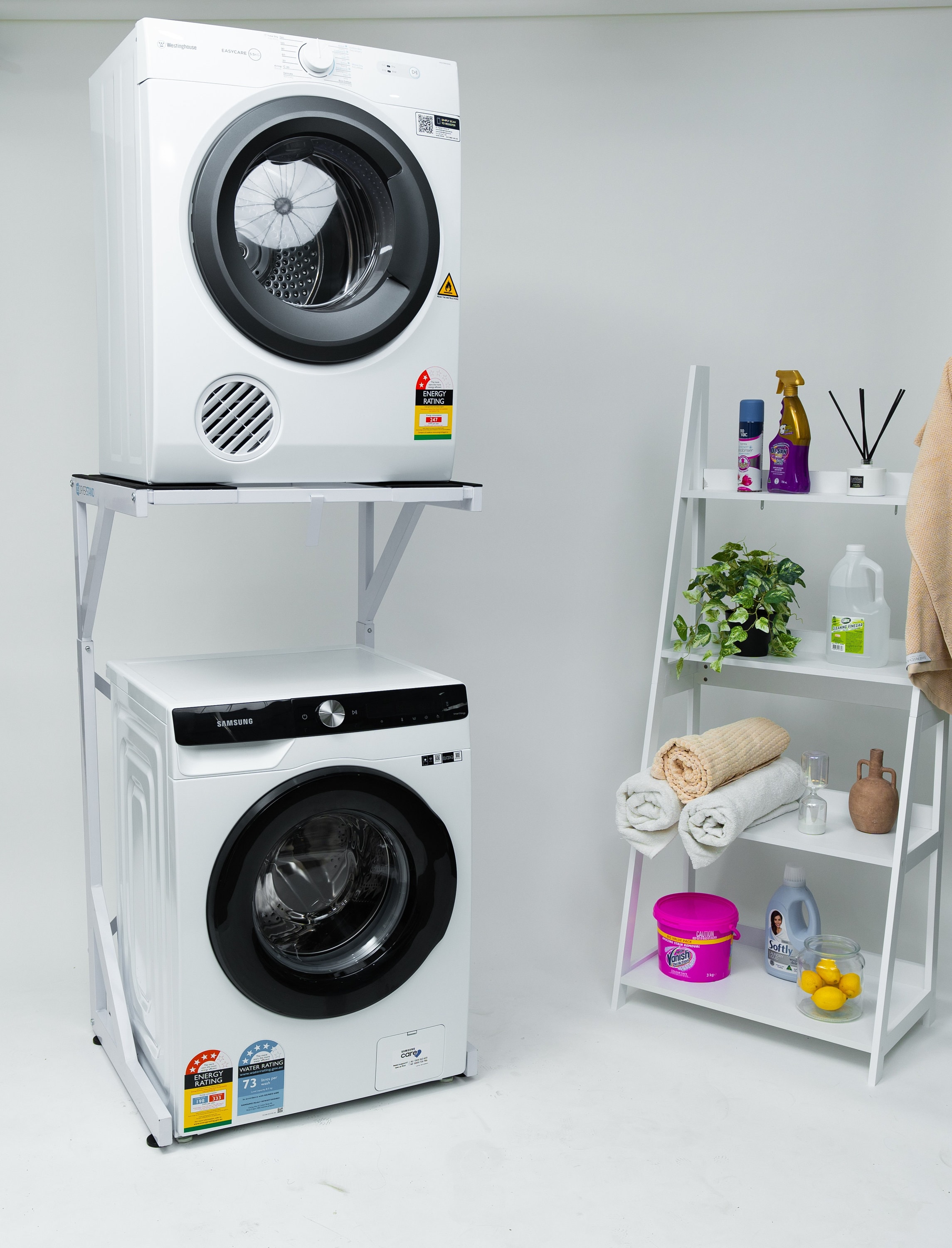 Estante de soporte para secadora para lavadoras y secadoras de ropa de  carga superior o frontal: solución de lavandería portátil, ajustable e  independiente -  España