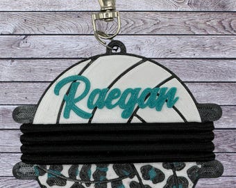 Custom Volleyball Leopard Hair Tie Holder
