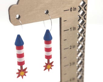 3D Printed Dynamite Earrings, Stainless Steel Findings