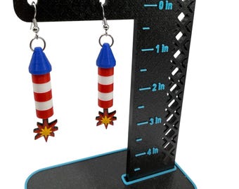 3D Printed Dynamite Earrings, Stainless Steel Findings