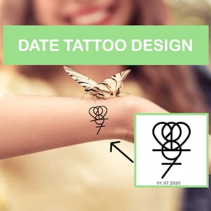 Custom Number Logo, Date Tattoo Design, Wedding Date Monogram Drawing, Birthday Year Personalized Gift, Minimalist Couple Anniversary Logo