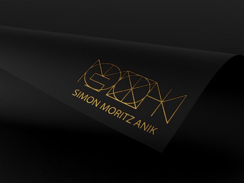 May include: A black and gold logo with the text "SIMON MORITZ ANIK" and a geometric design.