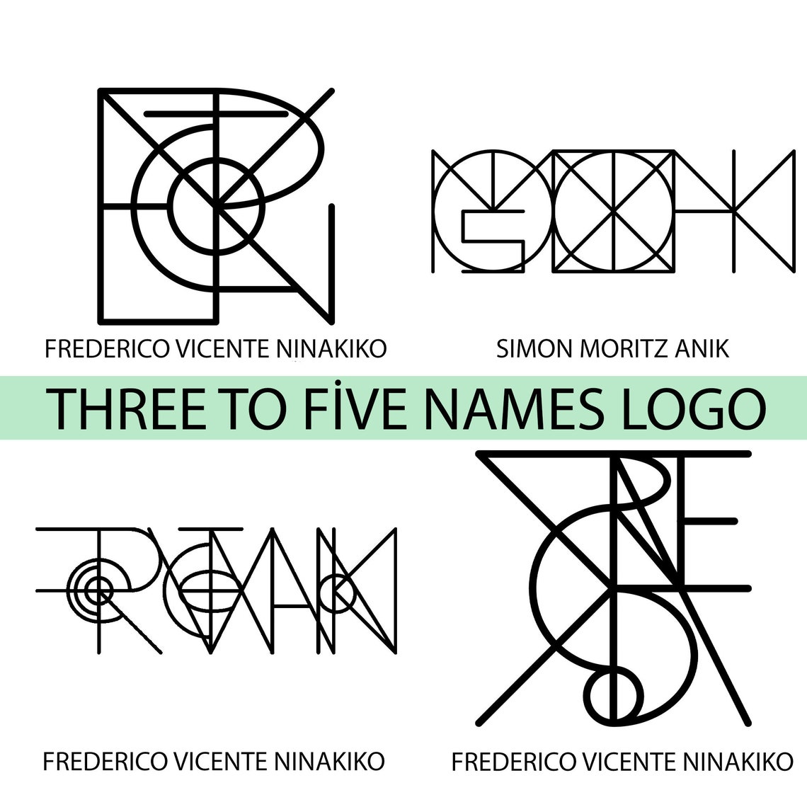 Three Names Format 3-5 NAMES/WORDS, Personalized Name Logo Digital Files, Custom Name Logo ...