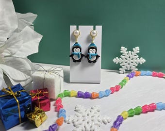 Christmas penguin  Clay Earrings