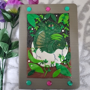 Sculpted polymer clay dragon journal