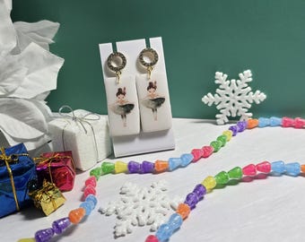 Christmas ballerina  Clay Earrings