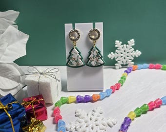 Christmas marble tree  Clay Earrings