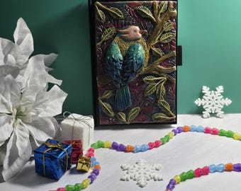 Hand Sculpted Blue Bird Journal: Polymer Clay Fantasy Notebook