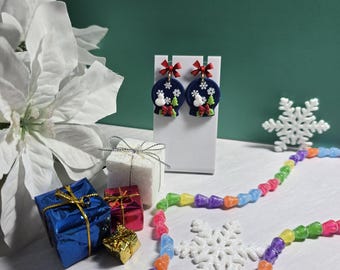Christmas snow globe  Clay Earrings