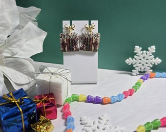 Christmas books and gingerbread men  Clay Earrings