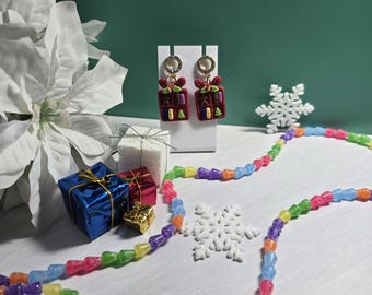 Christmas present Clay Earrings