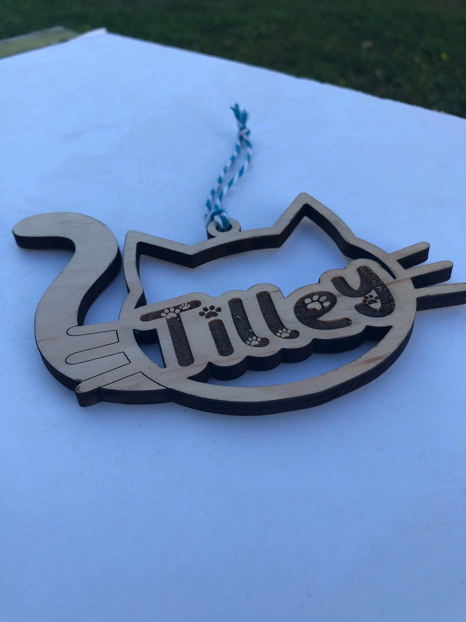 Personalized Cat Ornament Engraved Cat Head Christmas Etsy