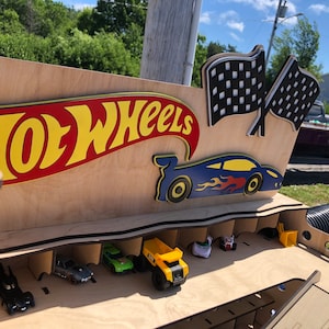Premium Wooden Car Garage Toy: Big Size Toddler Shelf with Hot Wheels Track Included!