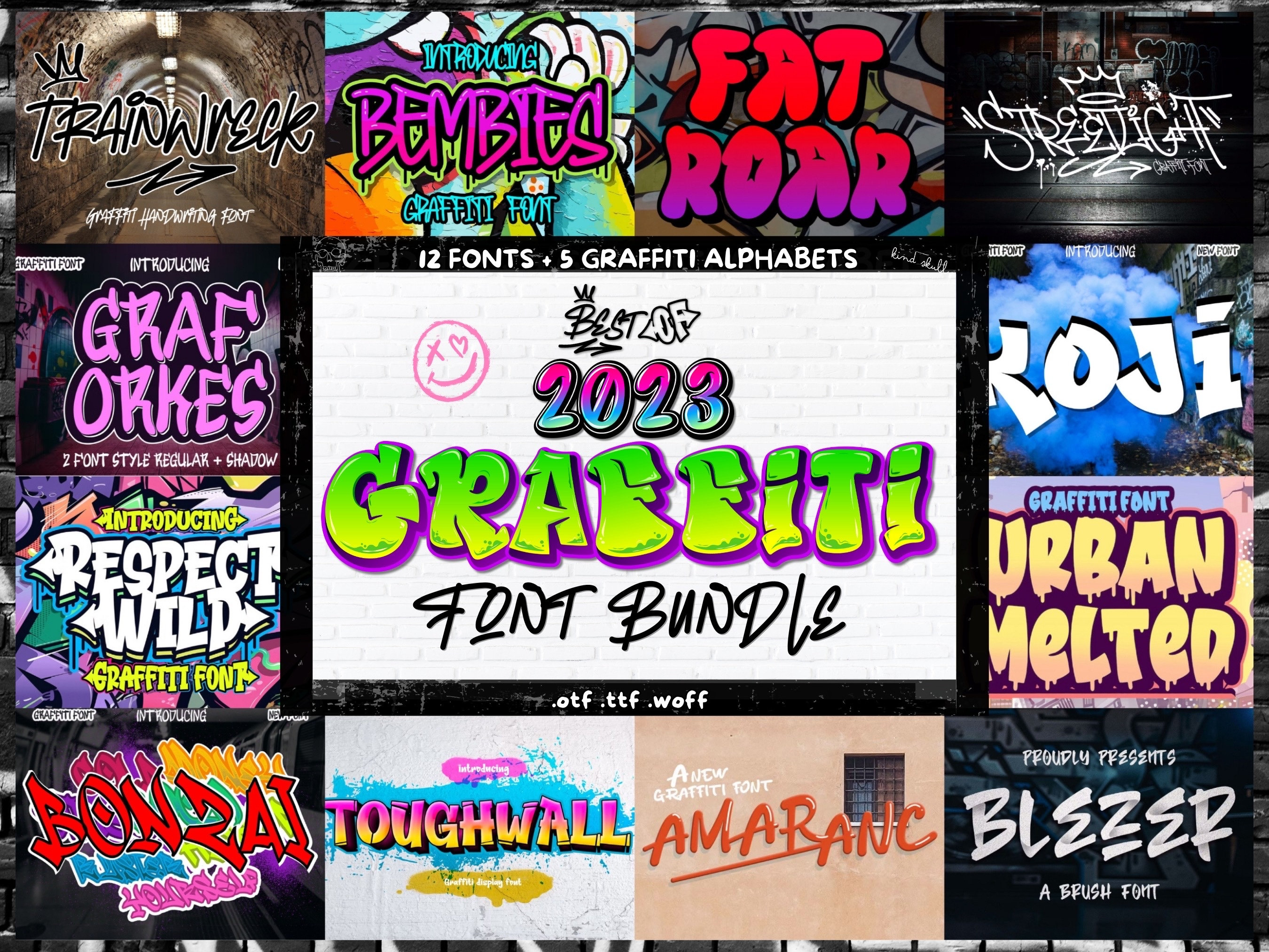 9 Graffiti Fonts, Urban Font - Font Bundle SVG, PNG, TTF - Alphabet Letters  & Numbers Cricut Fonts - Digital Download