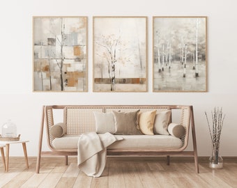 Large 3 Piece Wall Art Set | Moody Nature Autumn Abstract Minimalist ...