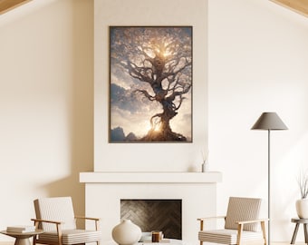 Tree Of Life Art Print | Zen Calming Nature Wall Art, Framed Poster