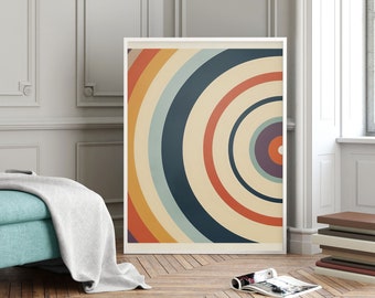 Minimalist Retro Vinyl Record Music Mid Century Art Print | Large Modern Living Room Bedroom Wall Art Decor | Ready To Hang Framed Poster