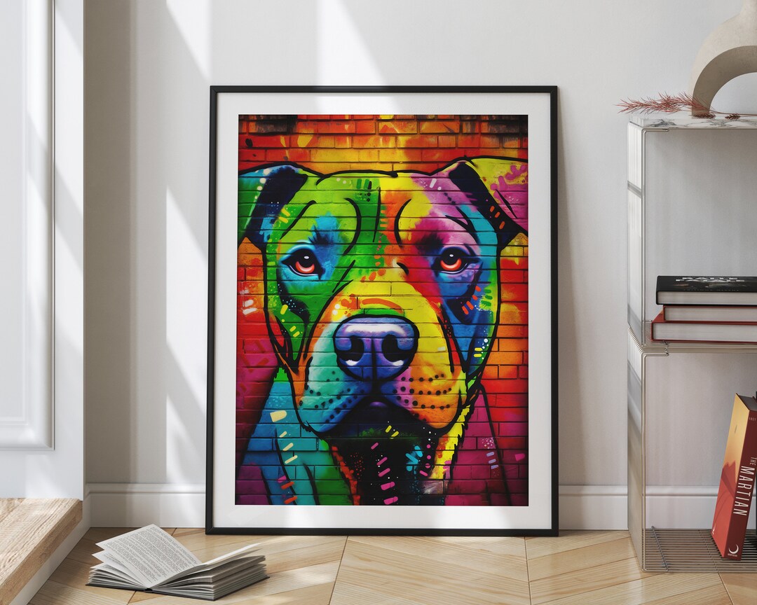 Pitbull Art Trippy Graffiti Colorful Dog Spray Paint Street Etsy