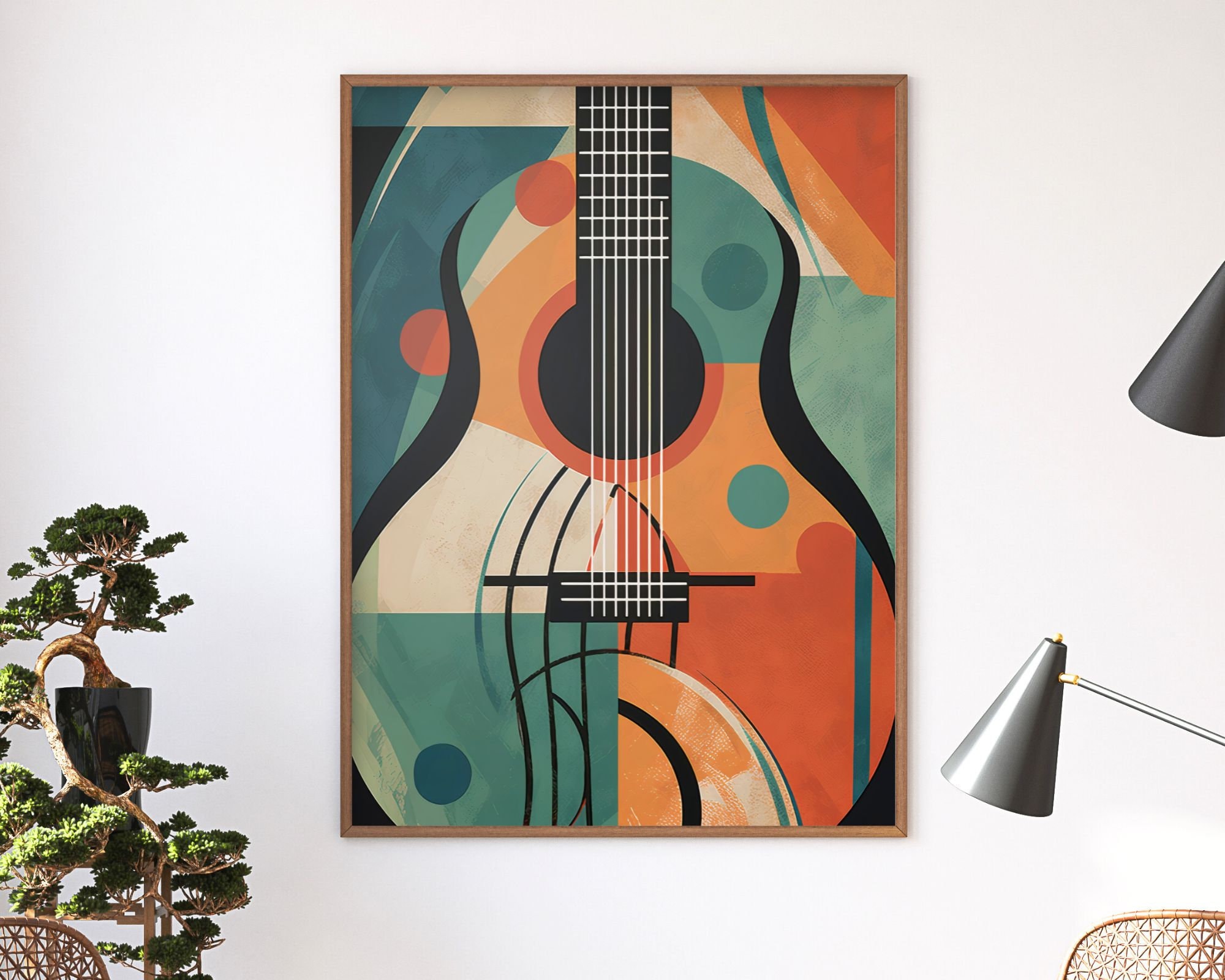 Modern Art | Abstract Guitar Mid Century Music Art Print