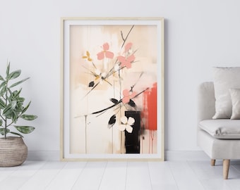 Abstract Floral Art Print | Modern Minimalist Framed Poster