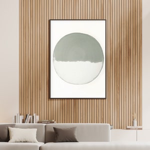 Large Minimalist Art Print | Japandi Sage Green White Circle Art | Canvas Ready To Hang Poster | Modern Living Room Bedroom Wall Art Decor