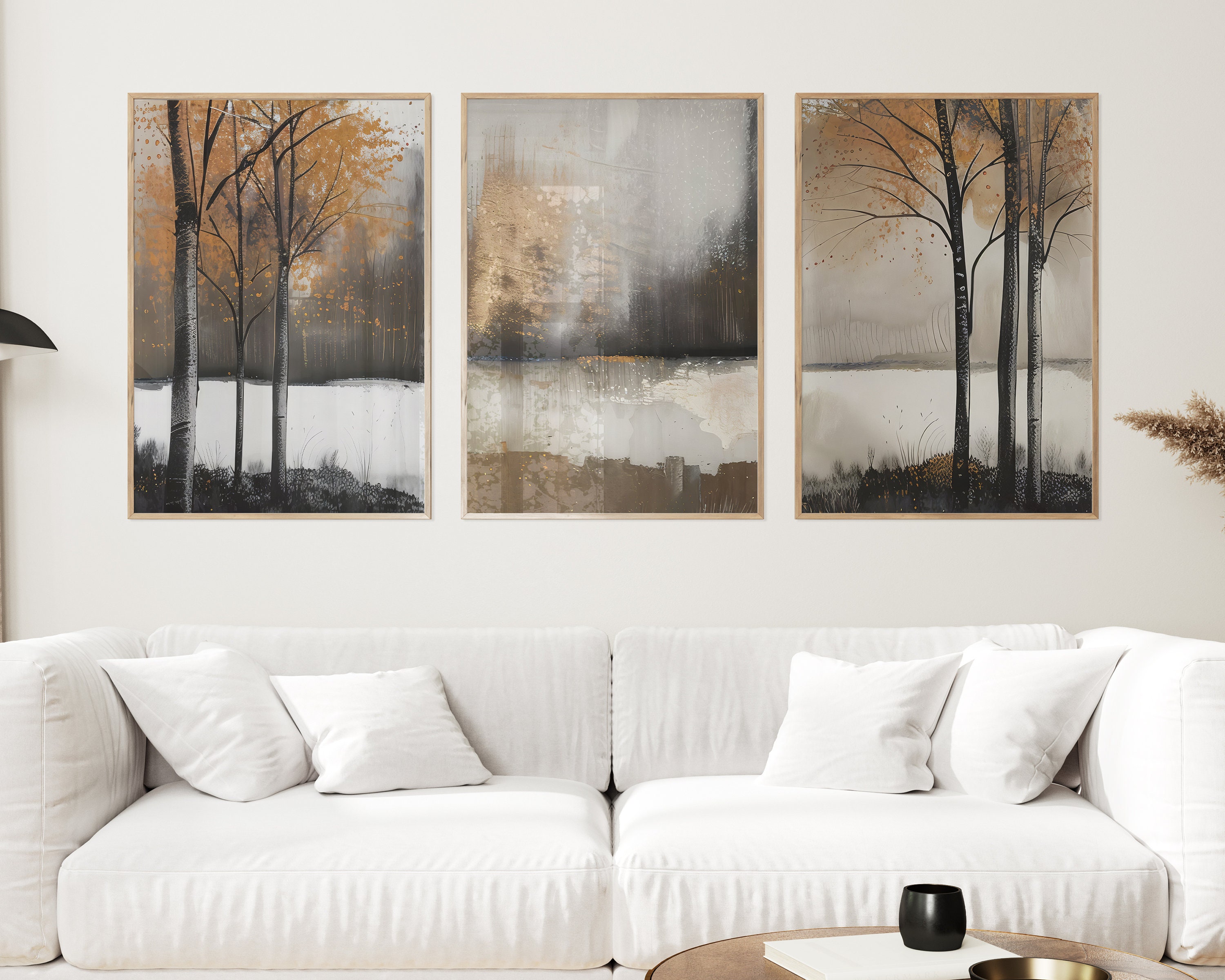 Large 3 Piece Wall Art Set Moody Nature Autumn Abstract Minimalist Art ...