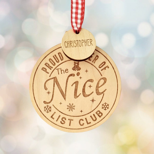 Nice List Christmas Decoration, Nice List Medal, Wooden Ornament, Christmas Bauble, Gift for Children, Christmas Eve Box Filler