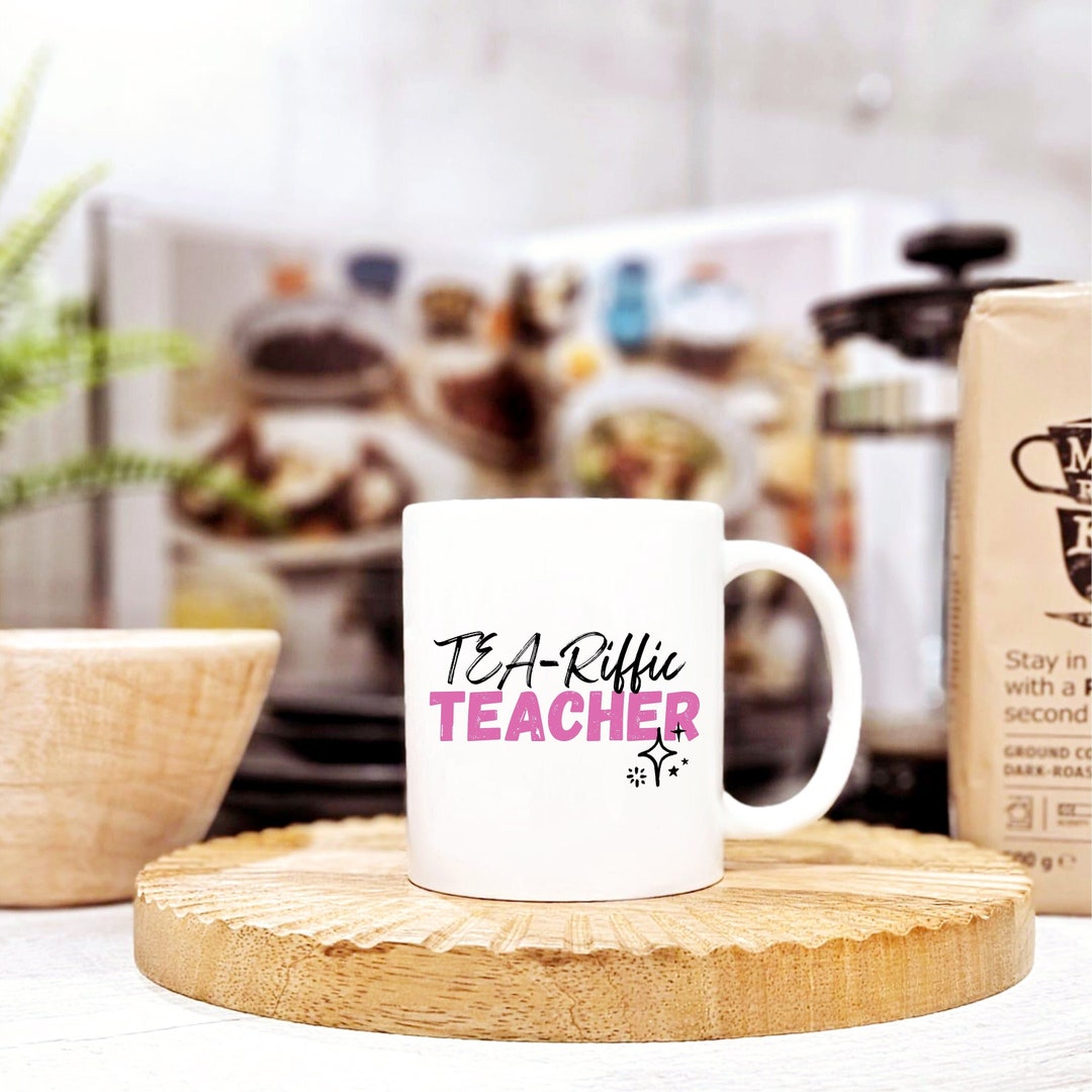 Tea-riffic Teacher Ceramic Mug - Personalised Funny Coffee Mug for ...