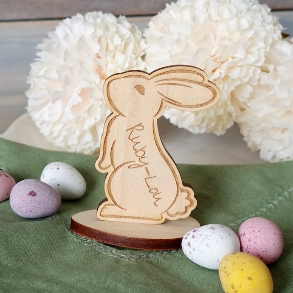 Easter Bunny Wooden Place Name - Personalised Easter Table Decor - Wooden Bunny Rabbit Place Settings - Unique Easter Table Decorations