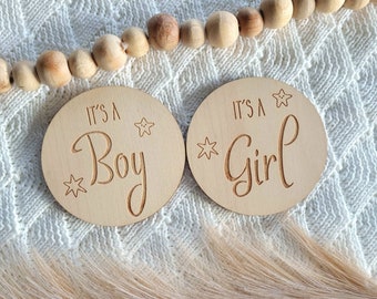 Star Design Gender Reveal Wooden Baby Announcement - It's a Boy or Girl Newborn Photography Prop - Capture Your Precious Milestones