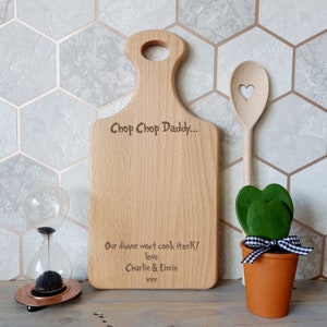 Funny Gift from Child/Children - Personalised Beech Chopping Board - Unique Birthday Gift - A Thoughtful Father's Day Gift