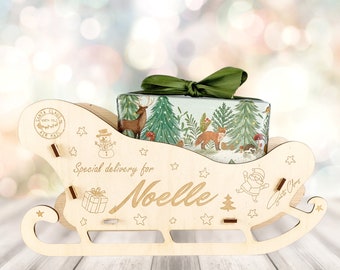 Wooden Christmas Sleigh Keepsake - Personalised Christmas Eve Box - Christmas Hamper Gift Idea - From Our House To Yours Gift