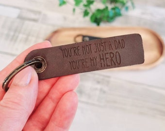 Personalised Leather Keyring - Custom Engraved Genuine Leather - Keepsake Gift Idea - Unique Father's Day Gift for Him