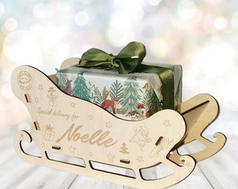Christmas Eve Box - Wooden Santa Sleigh - Personalised Christmas Keepsake