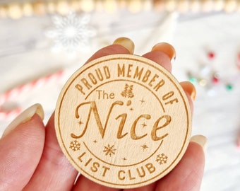 Cute Nice List Christmas Badge - Perfect Gift for Christmas Eve Boxes - Ideal Christmas Gift for Children and Adults