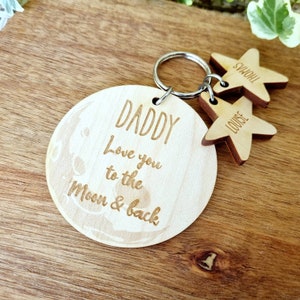 To the Moon and Back Keyring, Wooden Keyring, Personalised Keyring, Keepsake Gift, Valentines Anniversary Birthday Gift, Gifts for Him/Her image 3