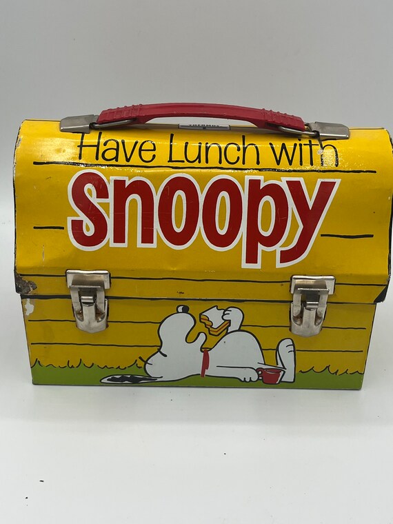 Vintage 1968 Go To School Have Lunch with Snoopy Peanuts Lunch Box with  Thermos