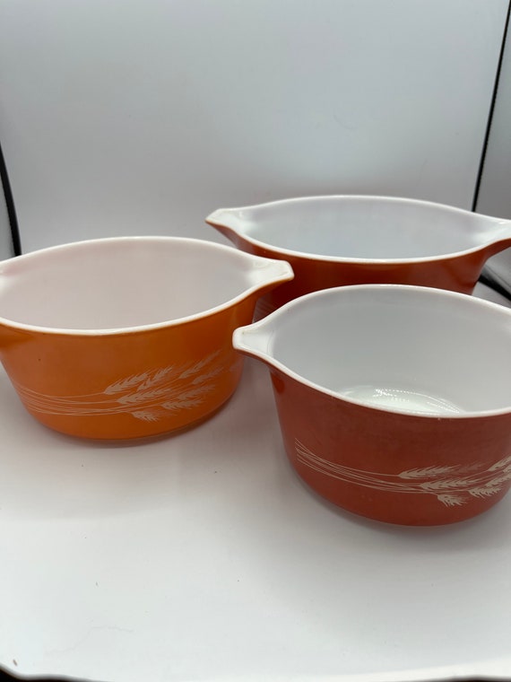 Pyrex Three Piece Wheat Pattern Etsy