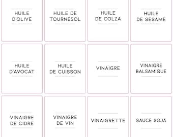 12 Étiquettes huile et vinaigre rectangulaire haut 6cm (design contemporain) • Résistantes à l’eau • Étiquettes bouteilles