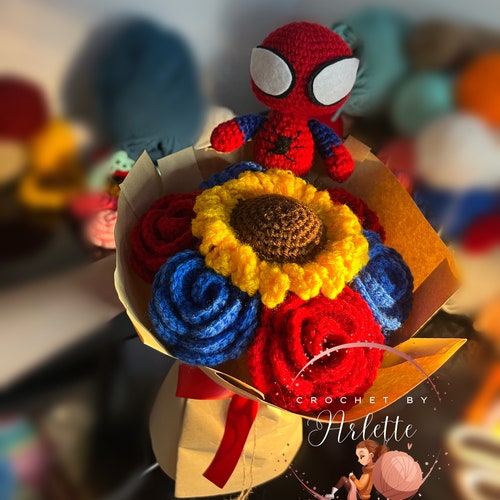 Marvels Spiderman Crochet Spiderman Mini Bouquet Etsy