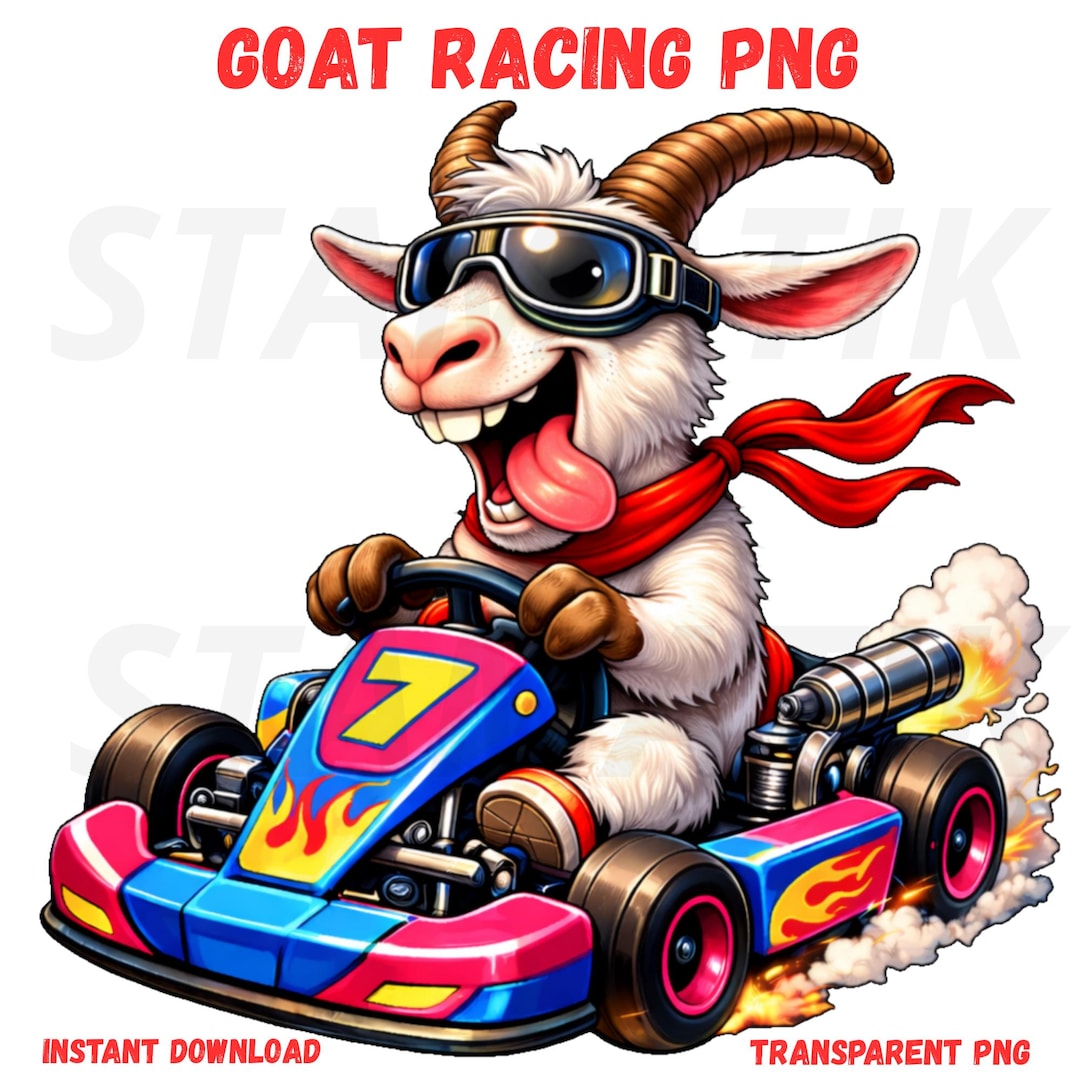 Goat Racing PNG, Funny Goat PNG, Animal Racing Clipart, Karting Goat ...