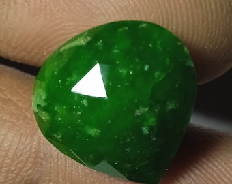 14Ct Natural Moonstone Heard Shape 16X16X11.80MM Flower Cut Look Like Malachite & Emerald Stone Pendant Size Ring Making Loose Gemstone