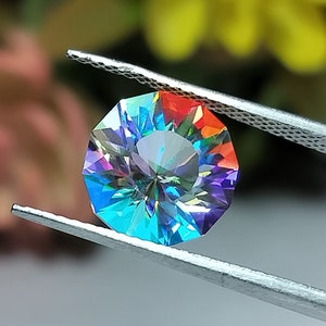 Doublet Magical Mystic Topaz Round 10X10X7.00MM Fantasy Jubilee Cut Stone Jewelry Making Ring Size Loose Gemstone