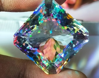Doublet Magical Mystic Topaz Square 21.80x21.80x18.20MM Fantasy Cut Rear Cut Jewelry Making Pendant Size Loose Gemstone