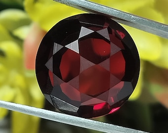 Piedra preciosa de corindón rojo sangre, rubí de corte fantasía redondo de 10 quilates