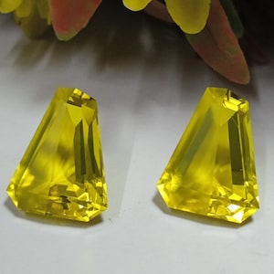 Attractive!! Quality Lemon Quartz Fancy Shape Pair 15X10X7.60MM Faceted Cut Loose Gemstone jewelry making Ear Ring Pendant