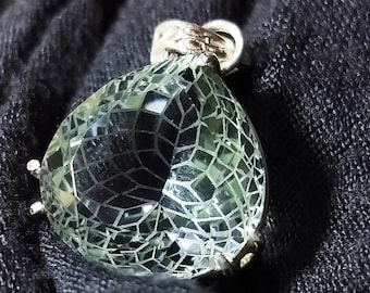 Premium Herkimer Diamond Quartz Crystal Icosahedron Heart Shape, 925Sterling Silver Pendant, Art Deco Pendant Jewelry Statement Pendant Gift