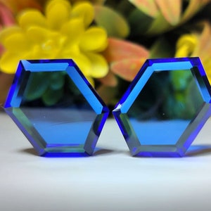 Zircon cubique couleur tanzanite AAA CZ hexagonal 24x17x7,00 mm Pierres précieuses taillées en vrac pour portrait 2Ps For Ear Rings